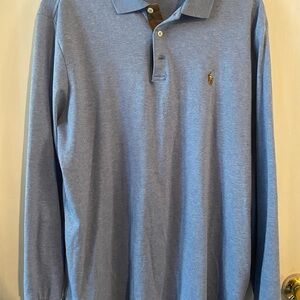 Polo Ralph Lauren Long Sleeve Soft Cotton Polo - Classic Fit- Medium -light Blue